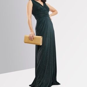 Lauren by Ralph Lauren Surplice Neck Sleeveless Gathered Cocktail Maxi Dress